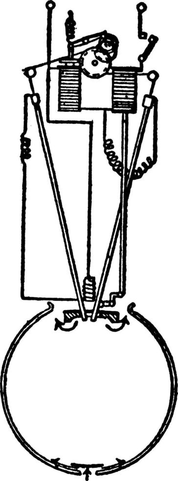 Kohleflammen-Bogenlampe, Vintage-Illustration. vektor