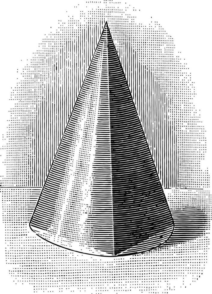 pyramid inskriven i en kon årgång illustration. vektor