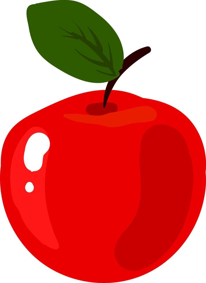 roter Apfel flach, Illustration, Vektor auf weißem Hintergrund.