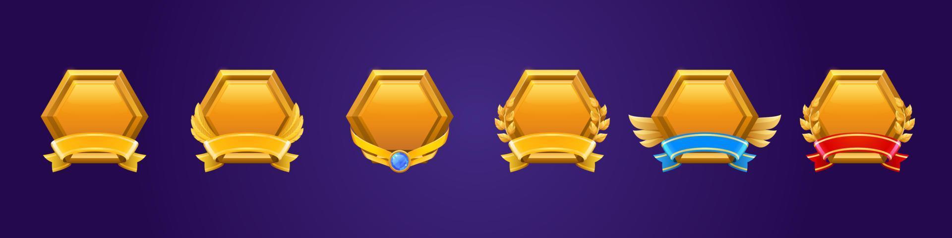 goldene ui-symbole auf spielebene, leeres goldenes sechseck vektor