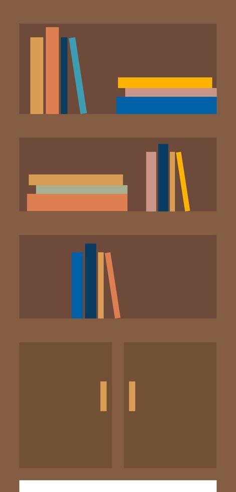 Bücherregal, Illustration, Vektor auf weißem Hintergrund.