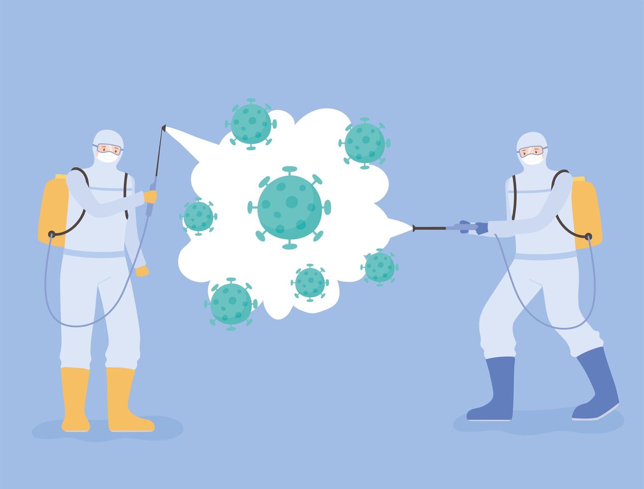 desinfektionskoncept med människor i skyddsdräkter vektor
