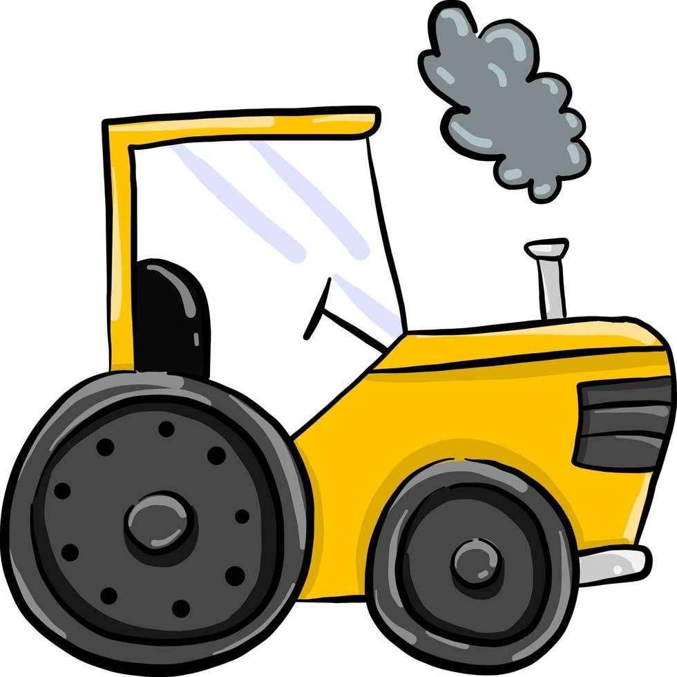 gul traktor, illustration, vektor på vit bakgrund