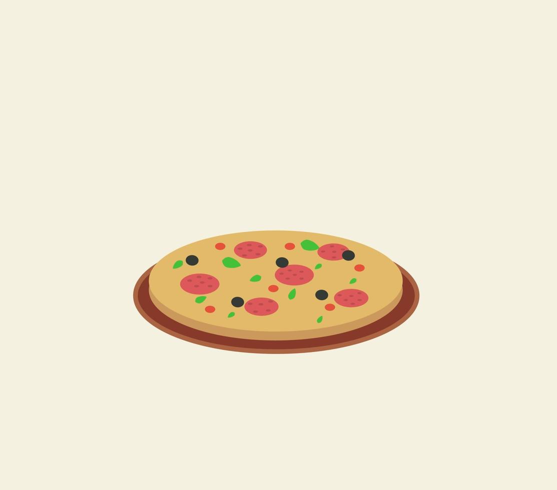 Pizza, Illustration, Vektor auf weißem Hintergrund.