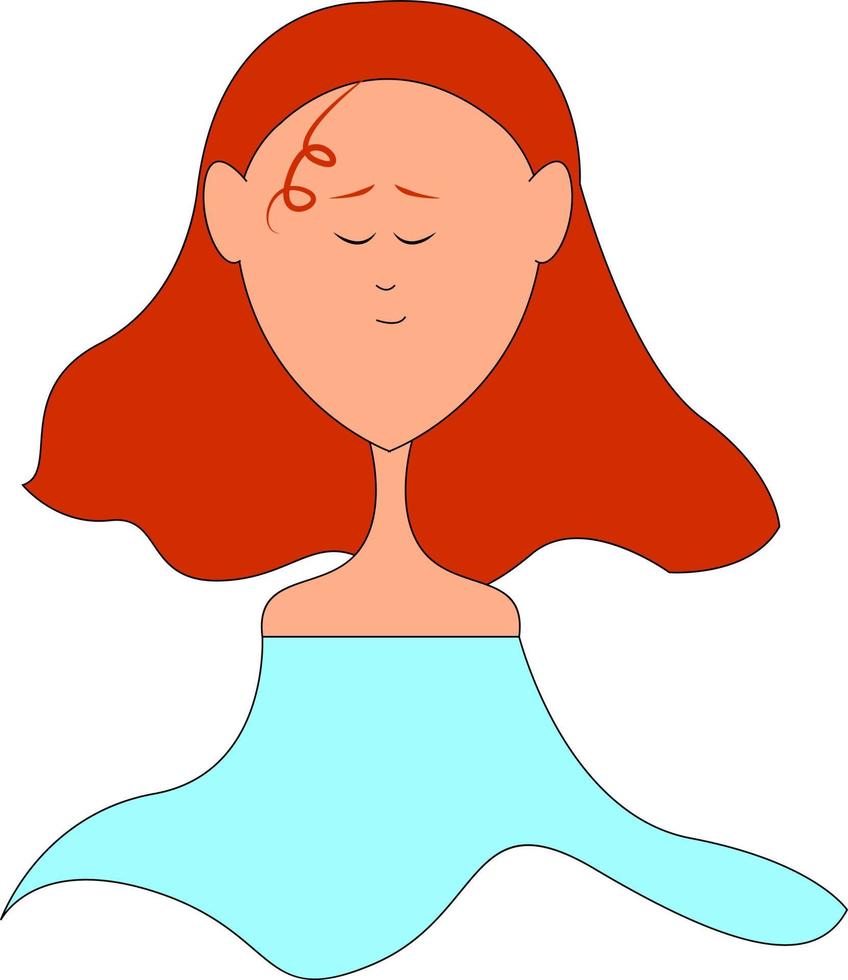flicka med lång röd hår, illustration, vektor på vit bakgrund
