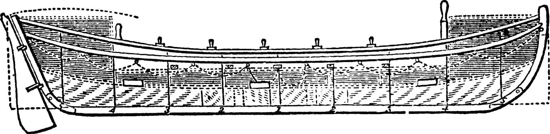 Rettungsboot, Vintage Illustration. vektor