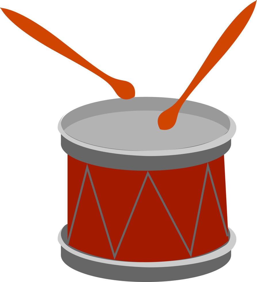 rote Trommel, Illustration, Vektor auf weißem Hintergrund.
