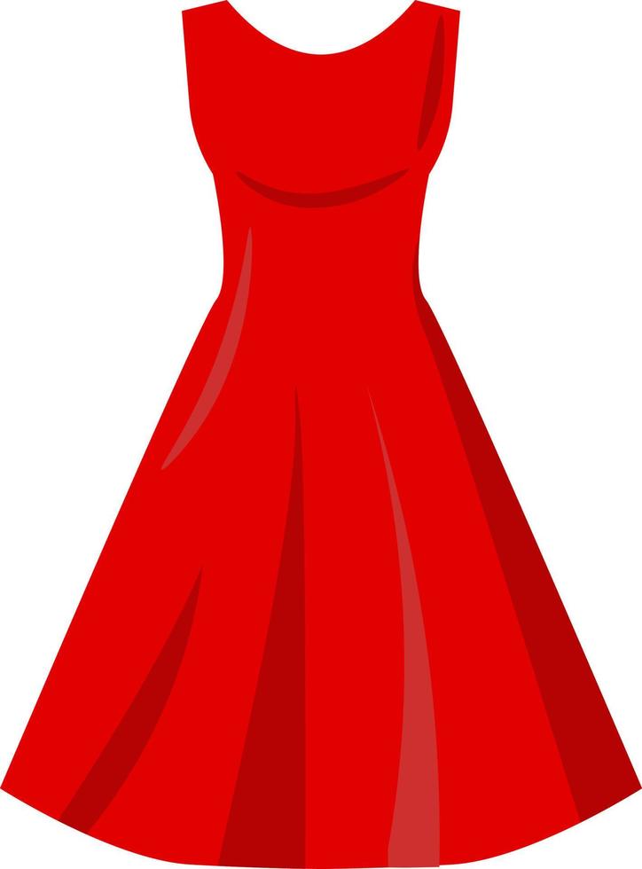 röd klänning, illustration, vektor på vit bakgrund.