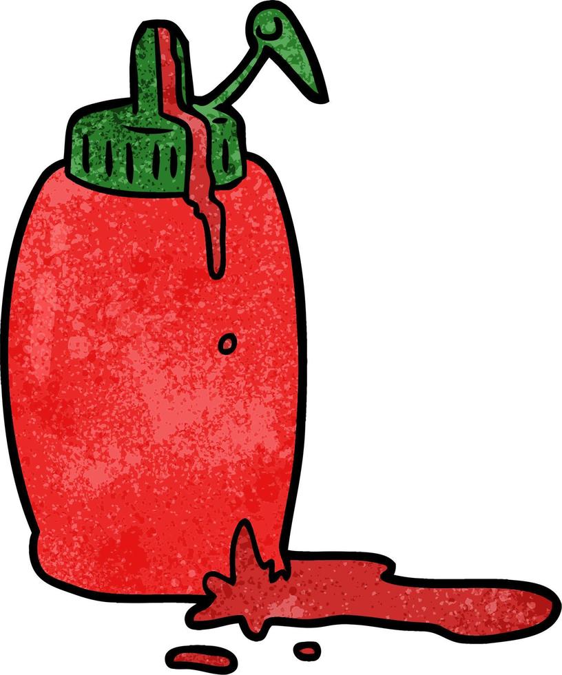 Retro-Grunge-Textur-Cartoon-Ketchup-Flasche vektor