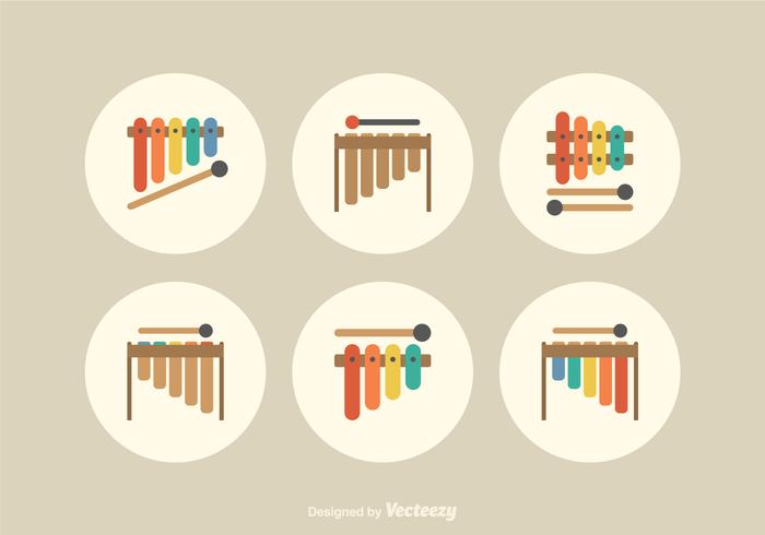 Freie Wohnung Marimba-Vektor-Icons vektor