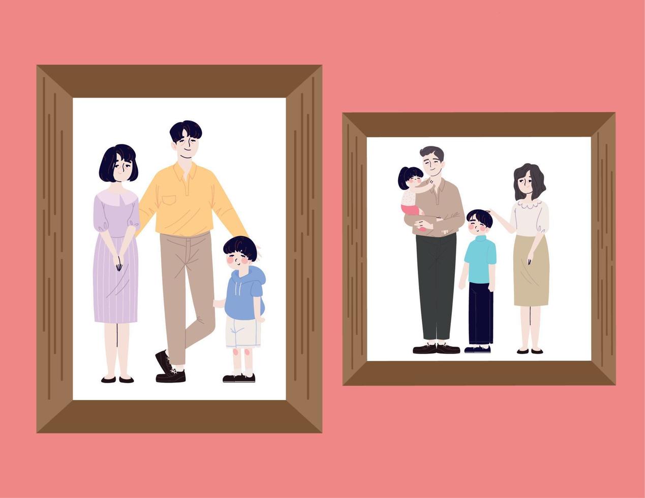 bilder in der wand koreanische familie vektor