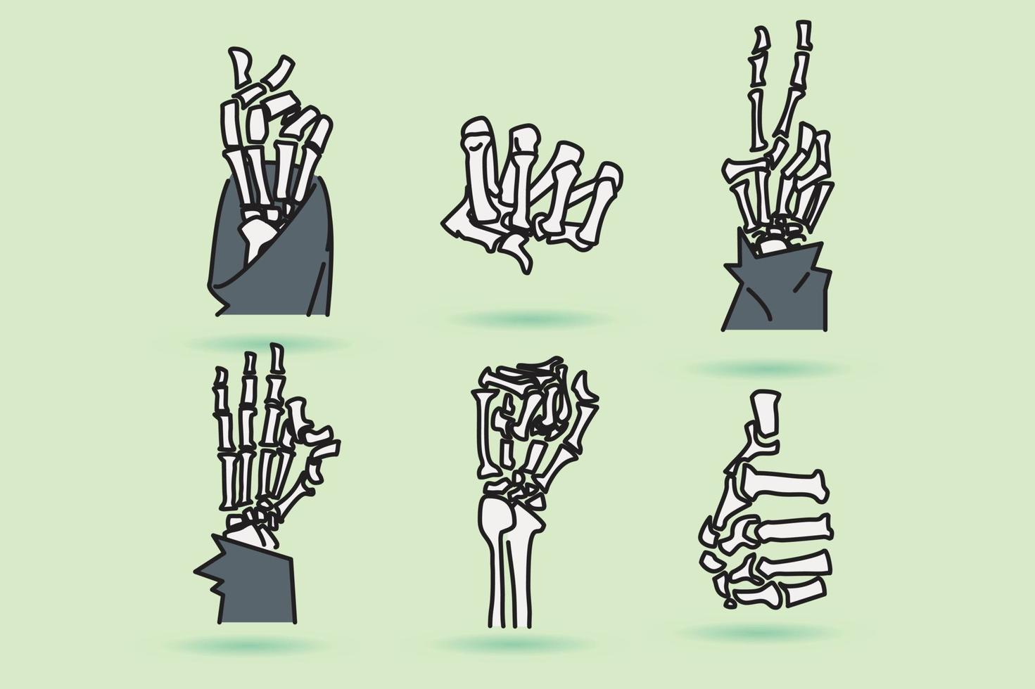 Knochenhandzeichen, Halloween-ClipArt im flachen Design vektor