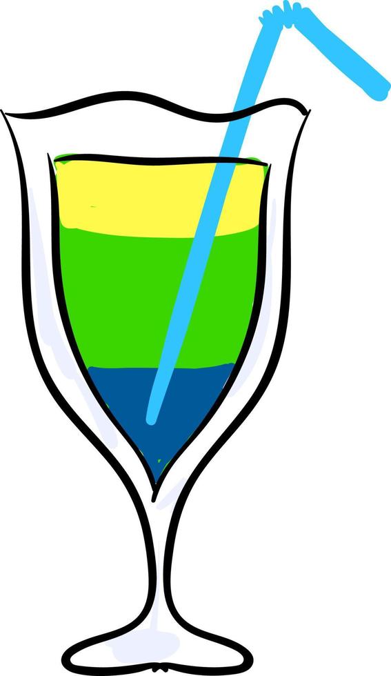 Flerfärgad cocktail, illustration, vektor på vit bakgrund.