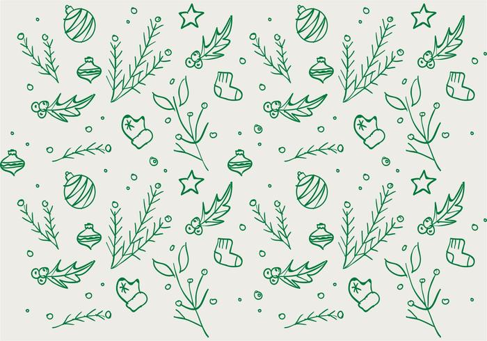 Free Christmas Hand gezeichnete Muster-Hintergrund vektor