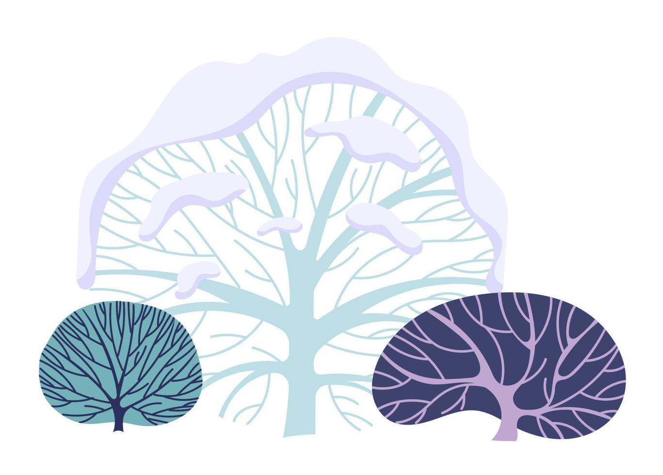 Winterbäume schneebedeckte Kronen-Vektorillustration vektor
