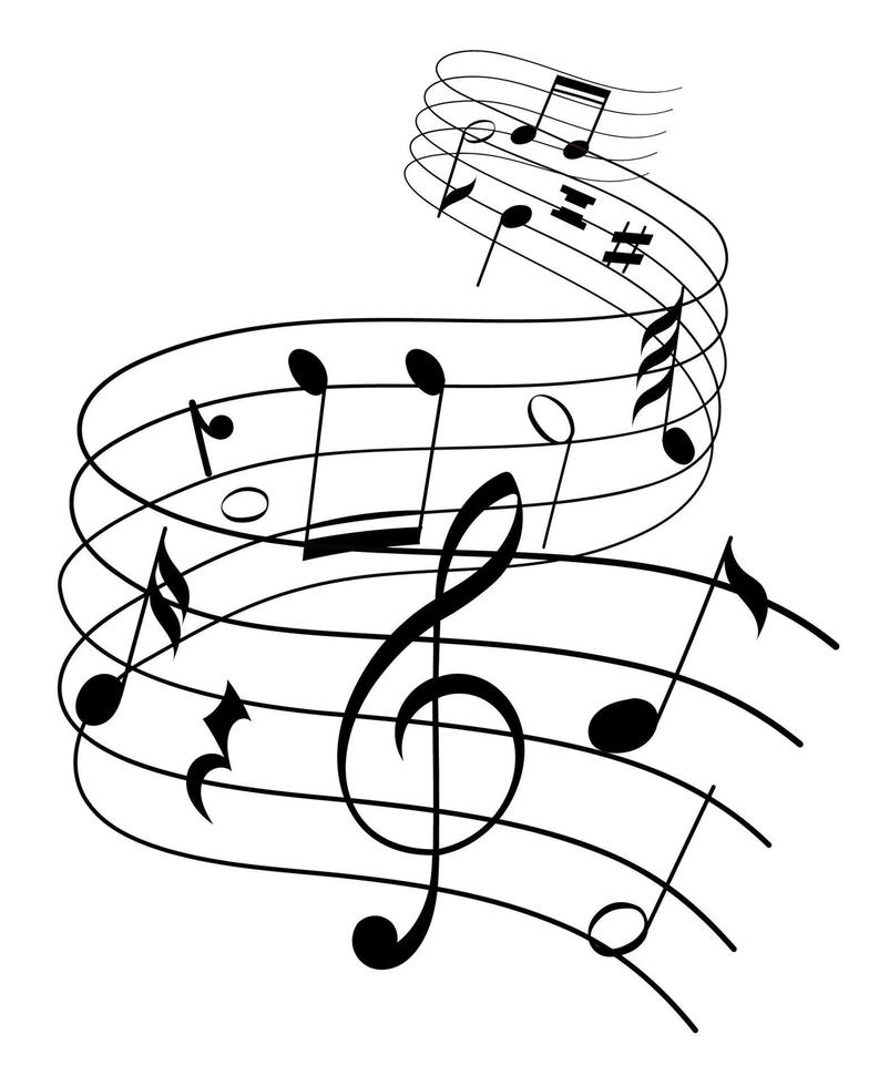 musik anteckningar musikalisk element vektor illustration på vit bakgrund.