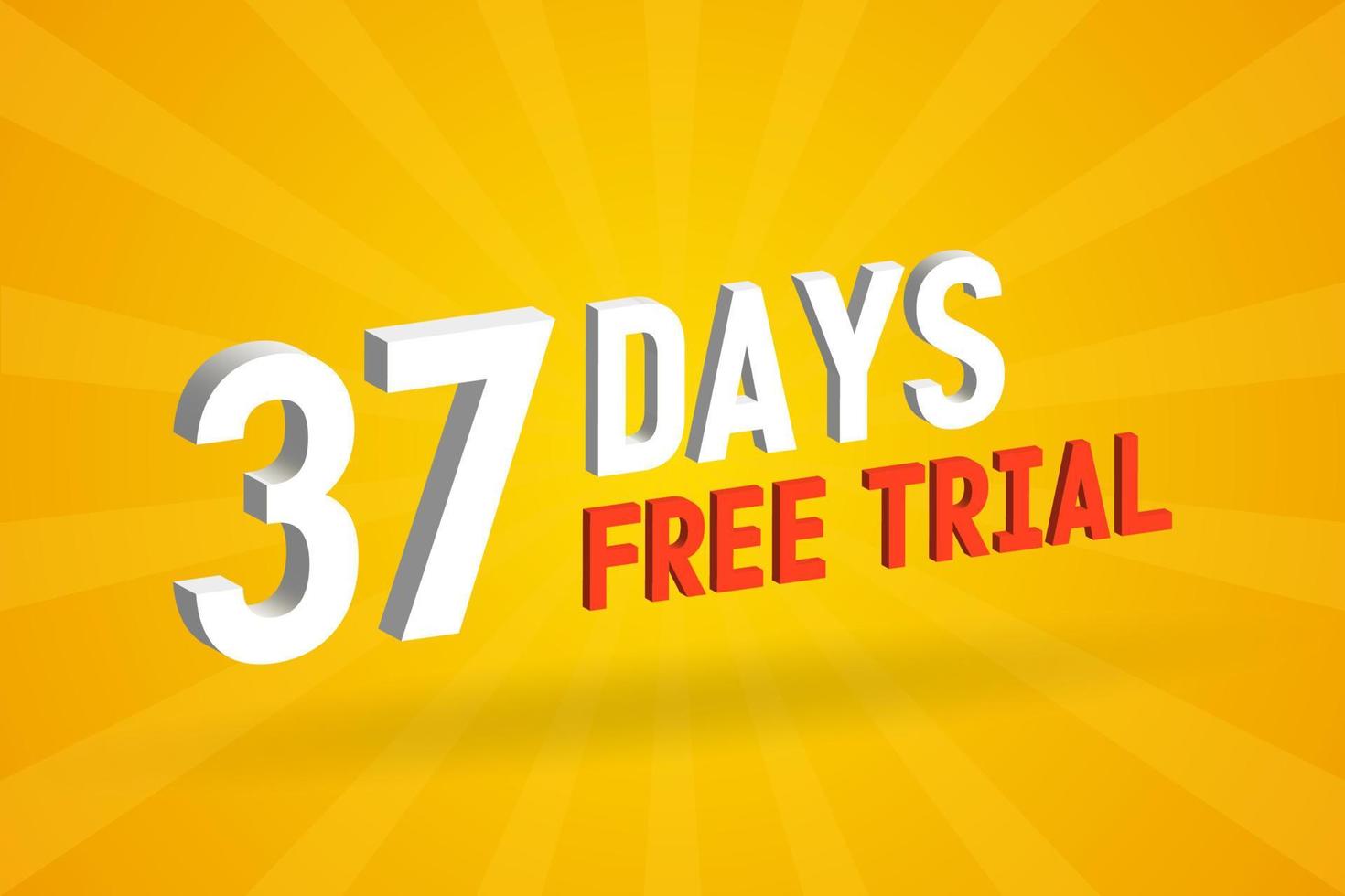 fri erbjudande 37 dagar fri rättegång 3d text stock vektor