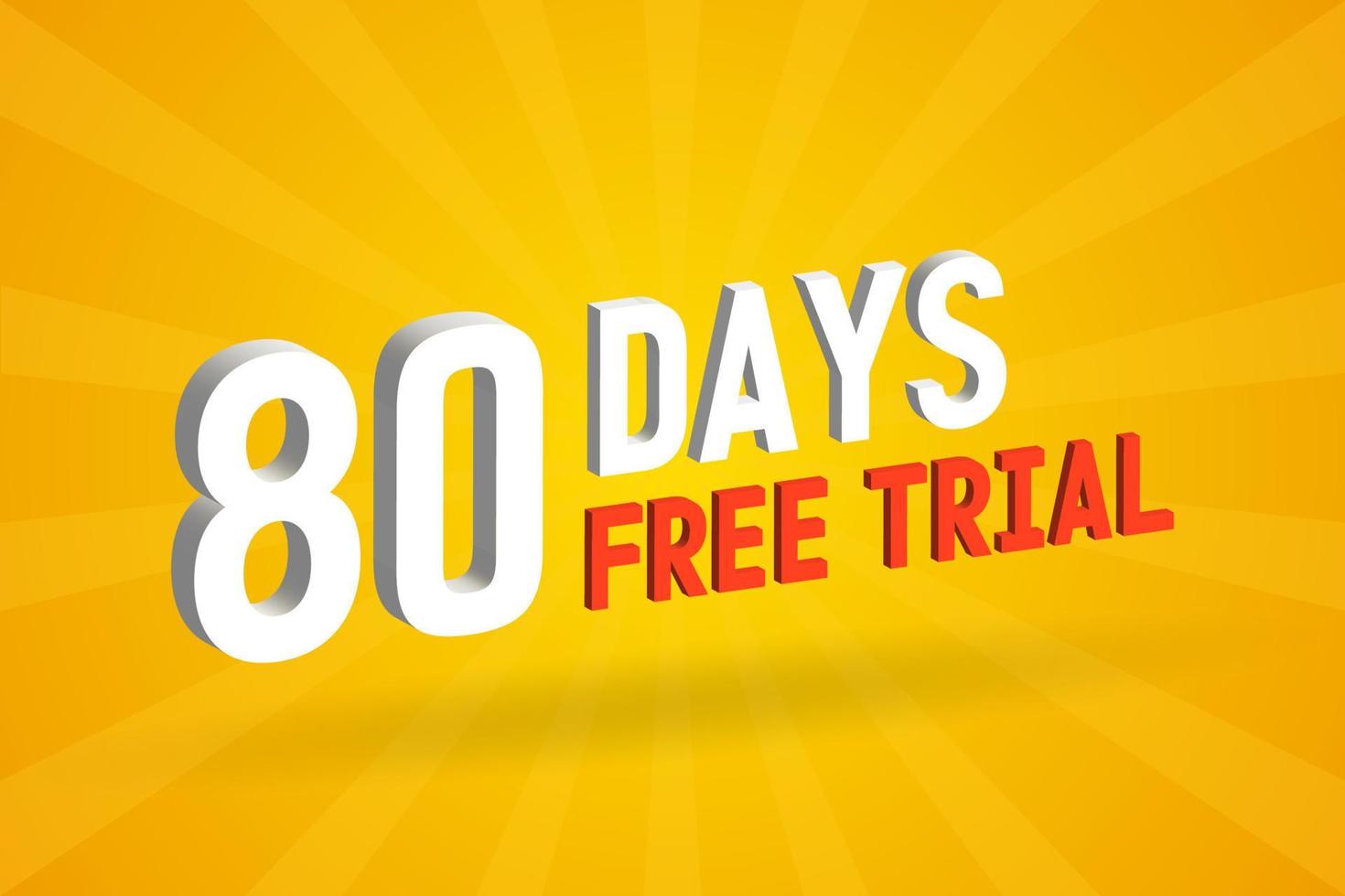 fri erbjudande 80 dagar fri rättegång 3d text stock vektor