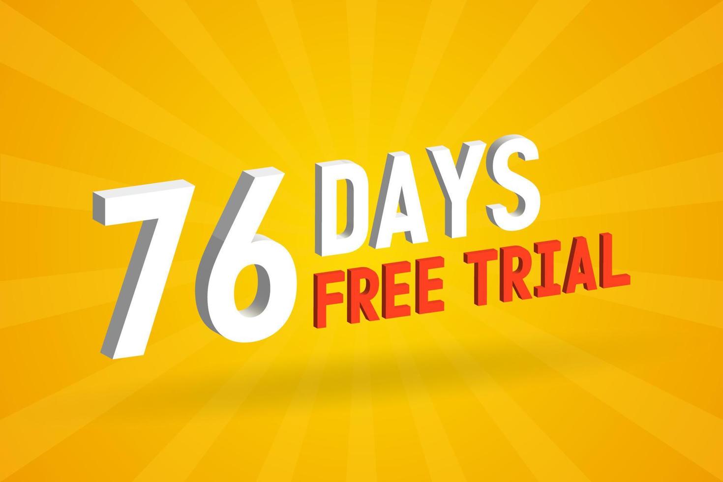 fri erbjudande 76 dagar fri rättegång 3d text stock vektor