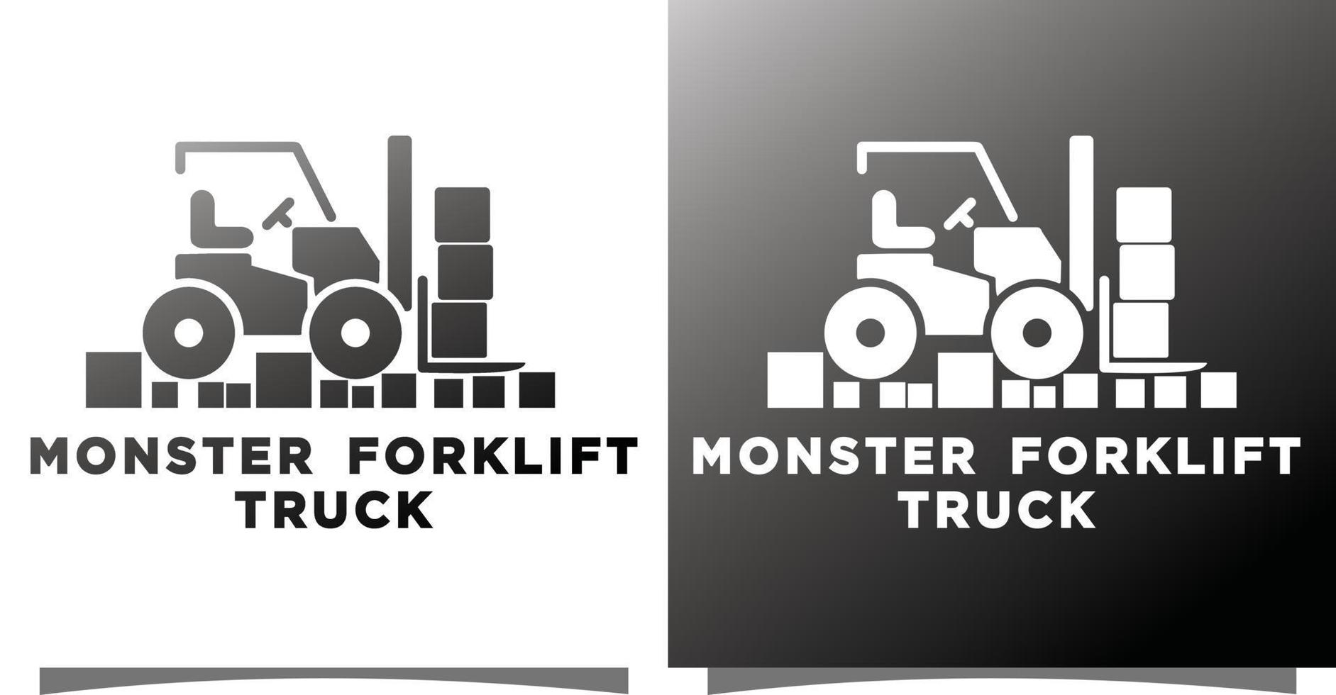 monster gaffeltruck logotyp med kreativ modern syle premie vektor