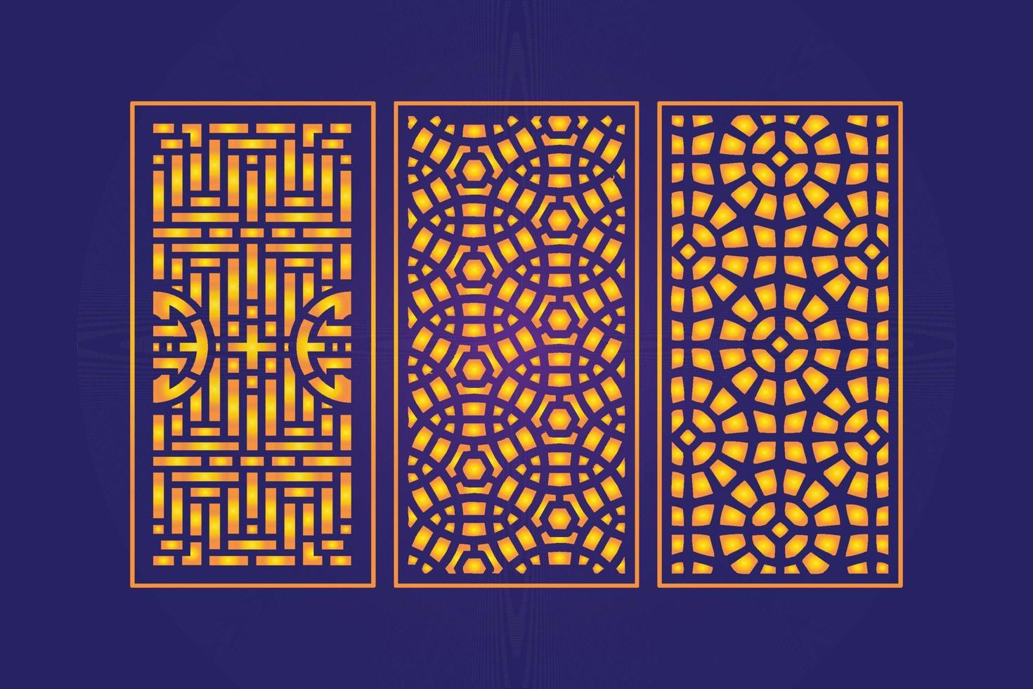 dekoratives gestanztes florales islamisches abstraktes muster lasergeschnittene plattenschablone gold vektor