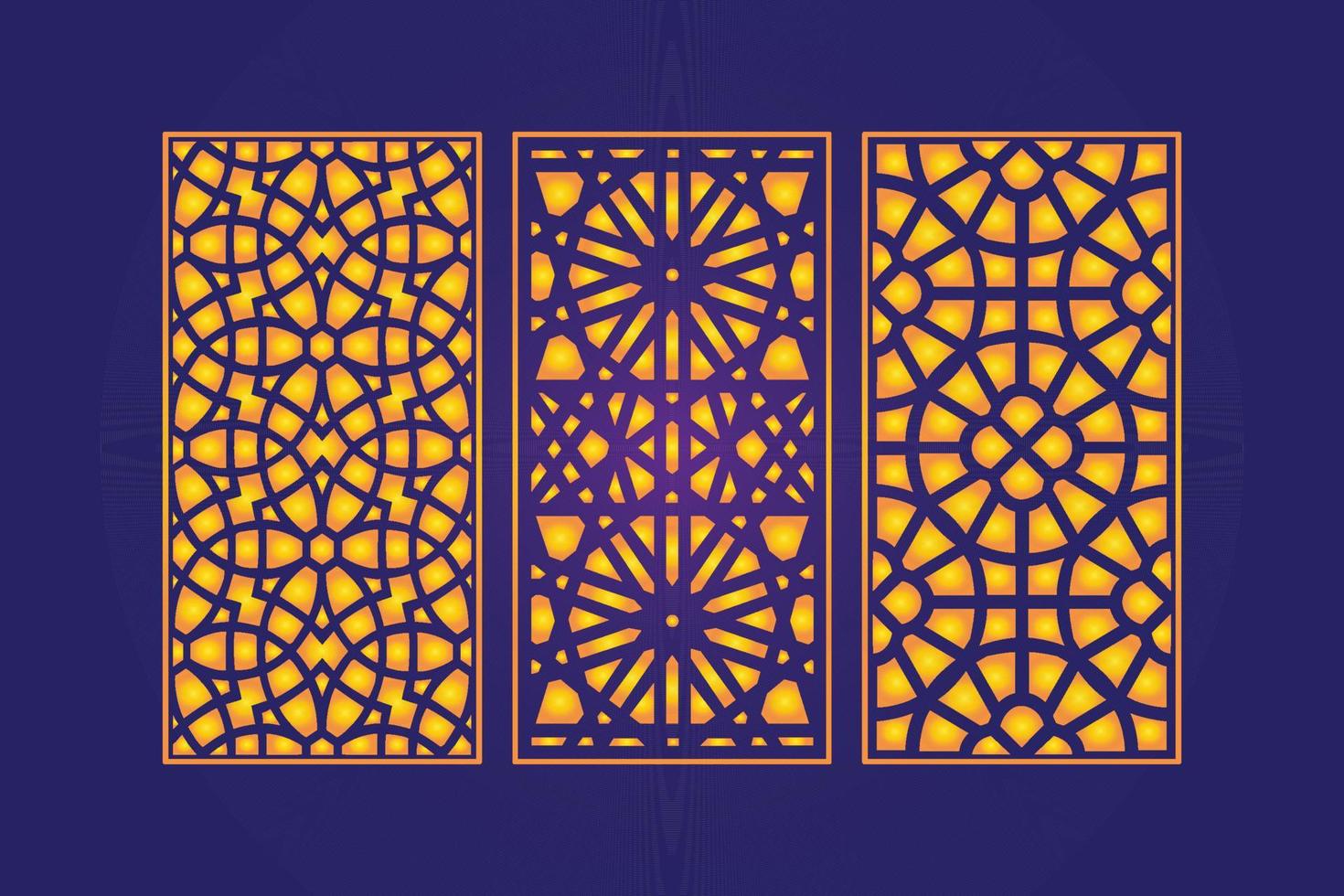 dekorativ dö skära blommig islamic abstrakt mönster laser skära paneler mall guld vektor