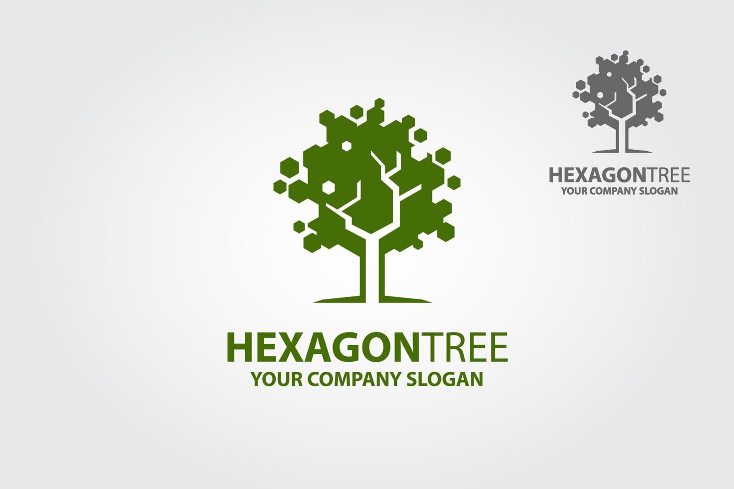 Hexagon-Baum-Vektor-Logo-Vorlage. Logoillustration eines stilisierten Baums im Sechseck. Dieses markante Logo passt perfekt zu Ihrem Unternehmen. vektor