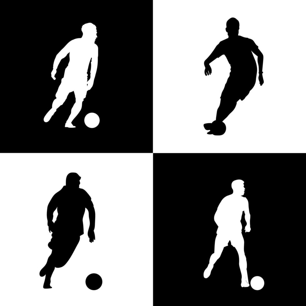 silhouette mann fußball dribbeln mit ball vektor