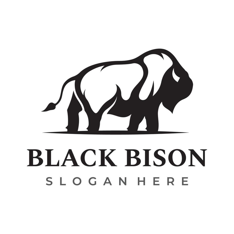 bison silhuett design logotyp, retro angus, vild buffel isolerat bakgrund. mall vektor. vektor