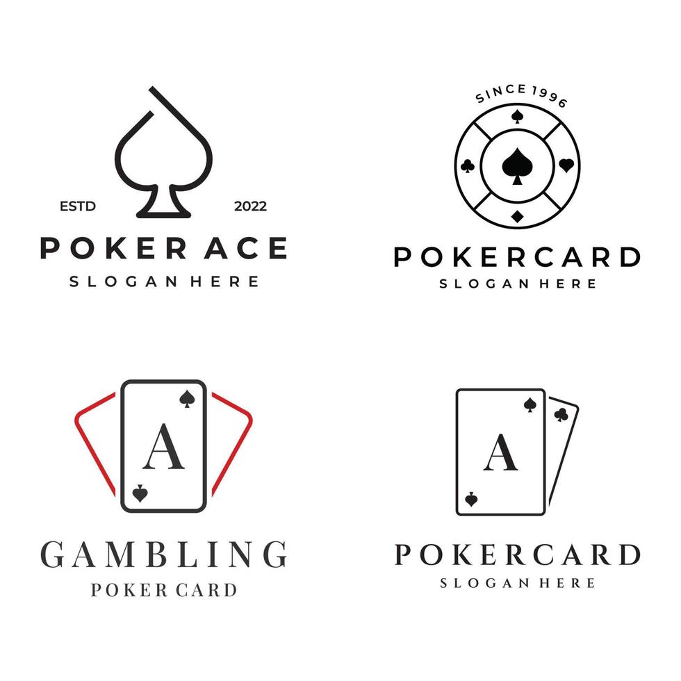 årgång kasino poker ess design logotyp, ruter, hjärtan och spader. poker klubb logotyp, turnering, hasardspel spel, symbol 777. vektor