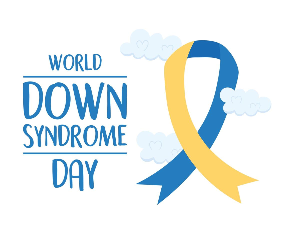 Welt-Down-Syndrom-Tag. Inschriftenbewusstseinsband vektor