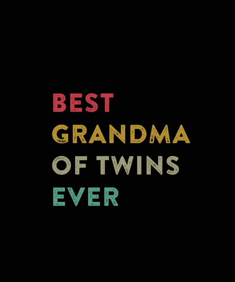 bäst mormor av tvillingar någonsin, stor mor av tvilling bebis härlig färgrik text t-shirt design. vektor