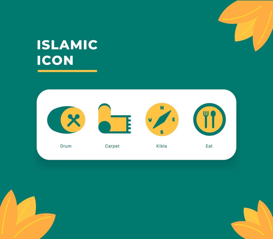 Sammlungspaket für islamische Symbole mit zweifarbigen, modernen, flachen Vektorillustrationen für id mubarak vektor