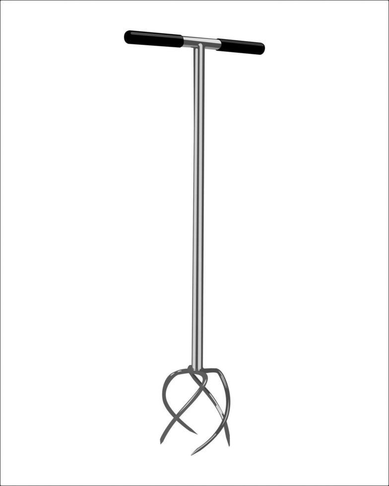 vektorillustration des manuellen handdrehpinne-gartenklauengrubbers mit der großen klaue lokalisiert auf weißem hintergrund. Gartenhandwerkzeuge vektor