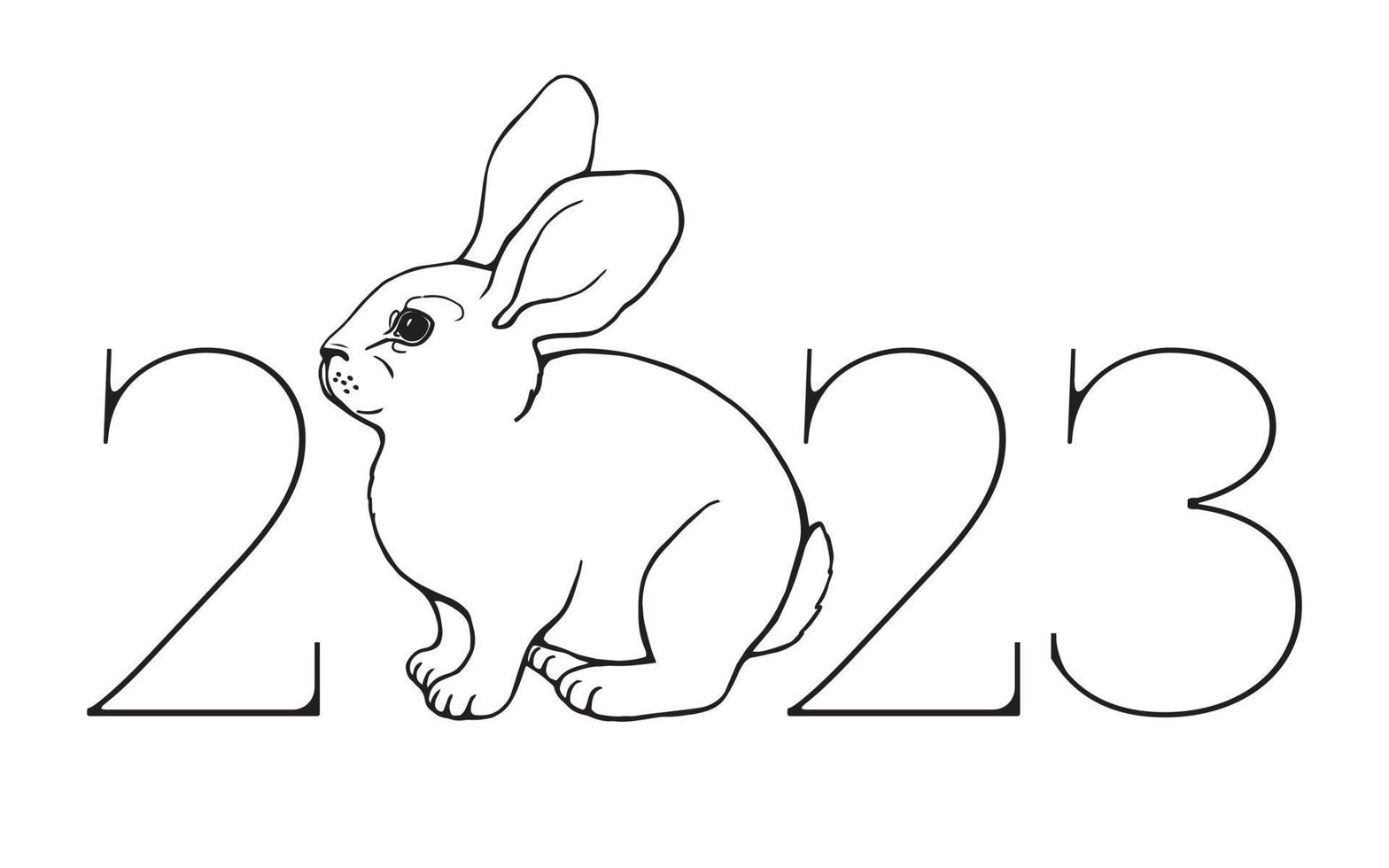 2023-Logo mit Häschen. Vektor-Illustration. vektor