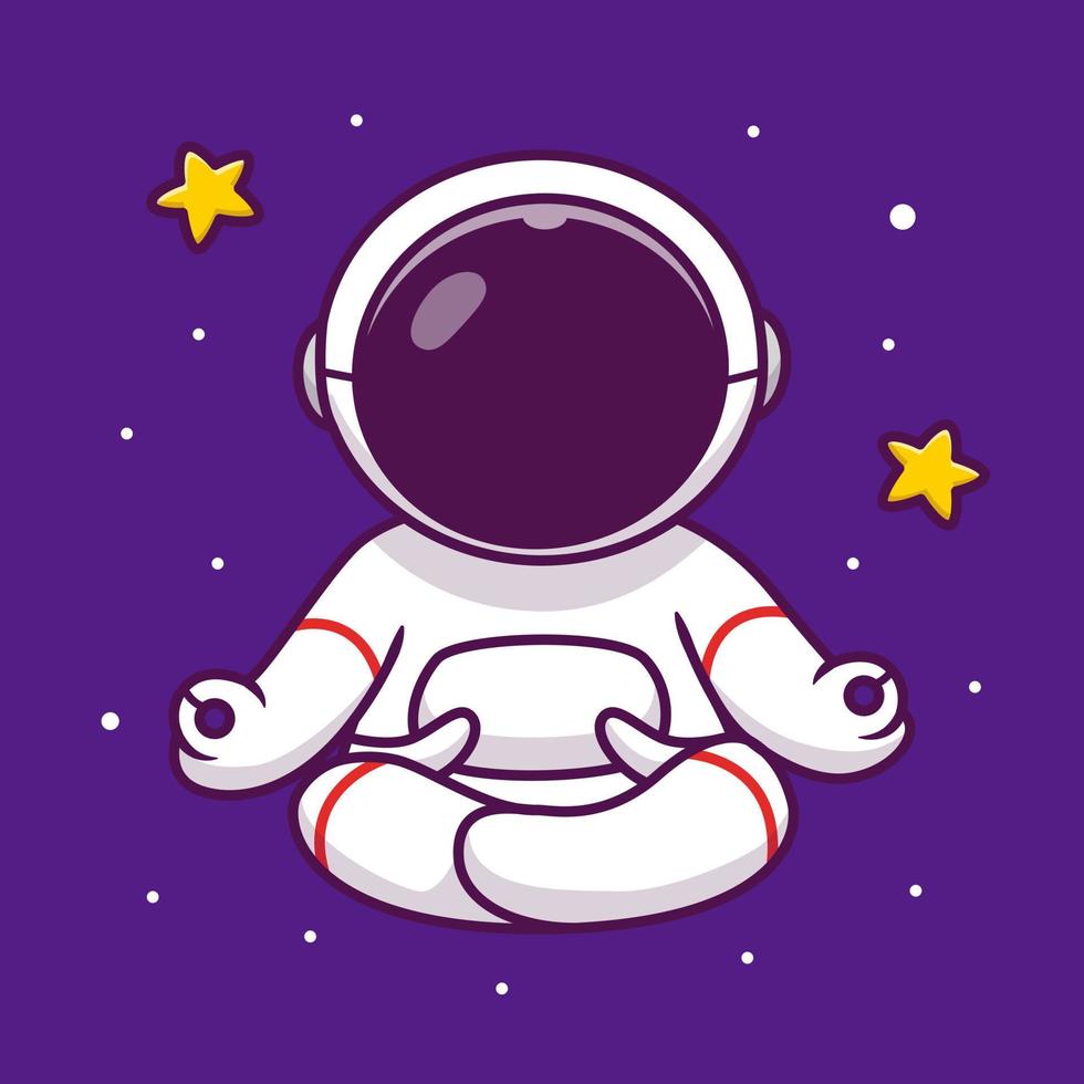 niedliches astronauten-yoga in der weltraum-cartoon-vektor-symbol-illustration. People Science Space Icon Konzept isolierter Premium-Vektor. flacher Cartoon-Stil vektor