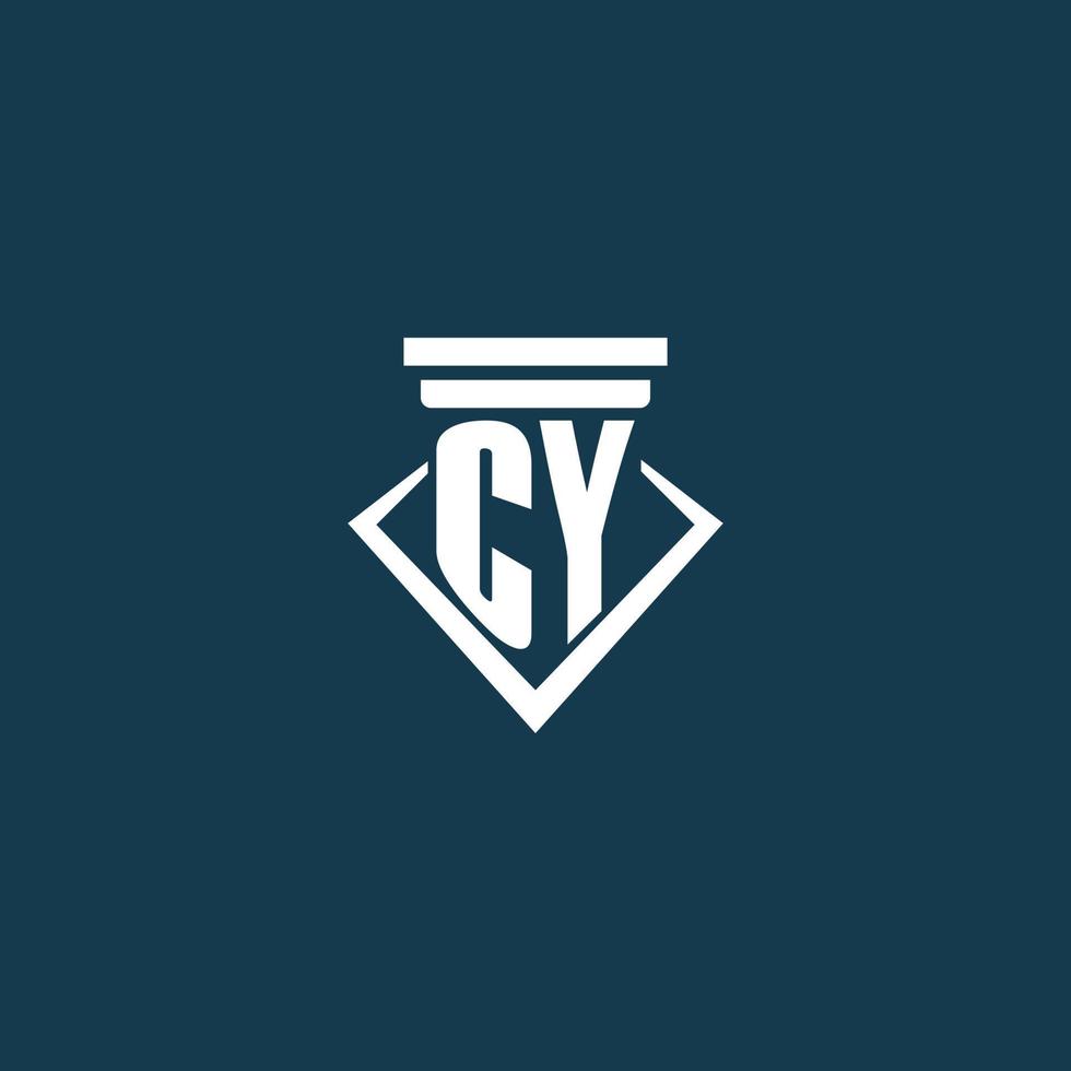 cy första monogram logotyp för lag fast, advokat eller förespråkare med pelare ikon design vektor