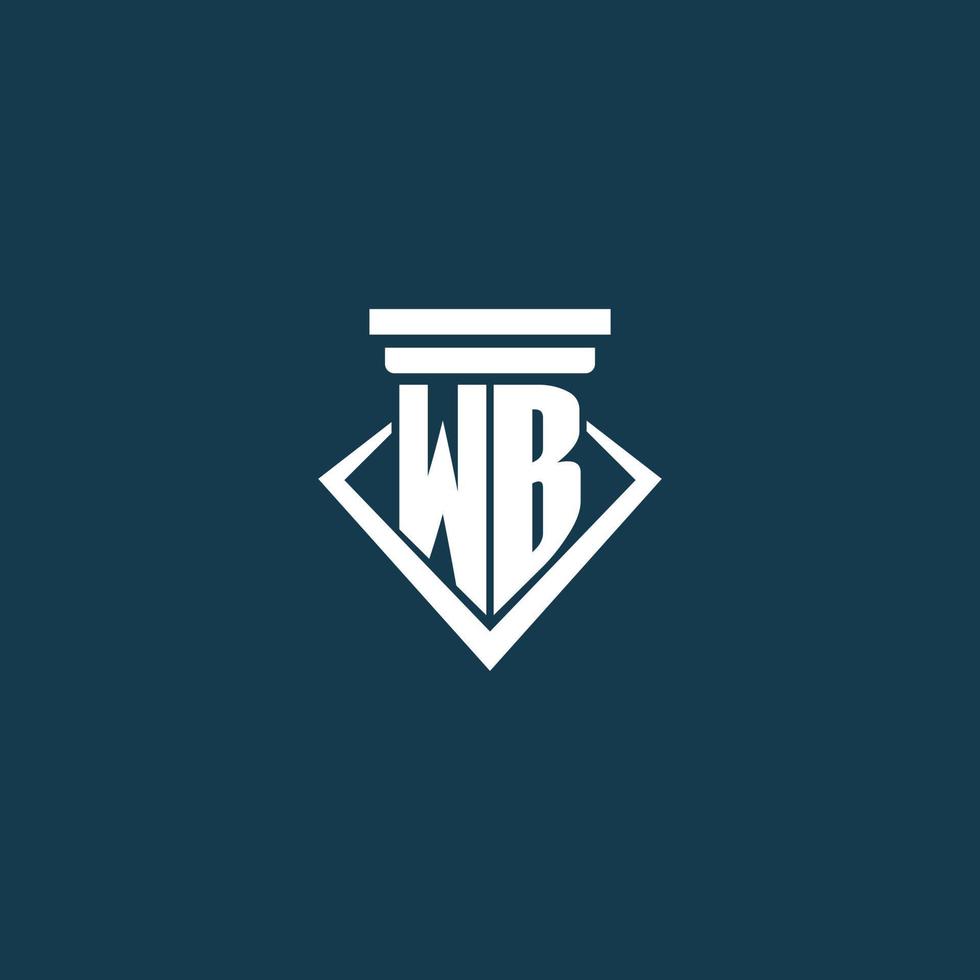 wb första monogram logotyp för lag fast, advokat eller förespråkare med pelare ikon design vektor