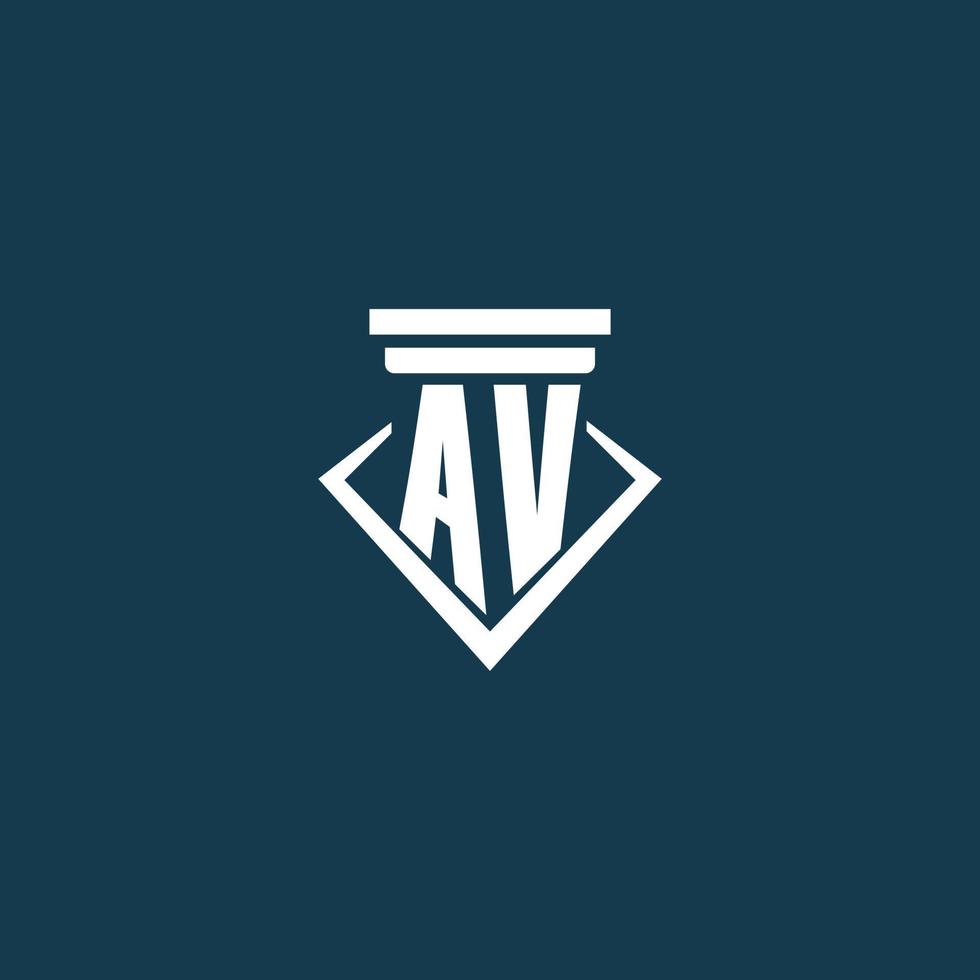 av-anfangsmonogrammlogo für anwaltskanzlei, anwalt oder anwalt mit säulenikonendesign vektor