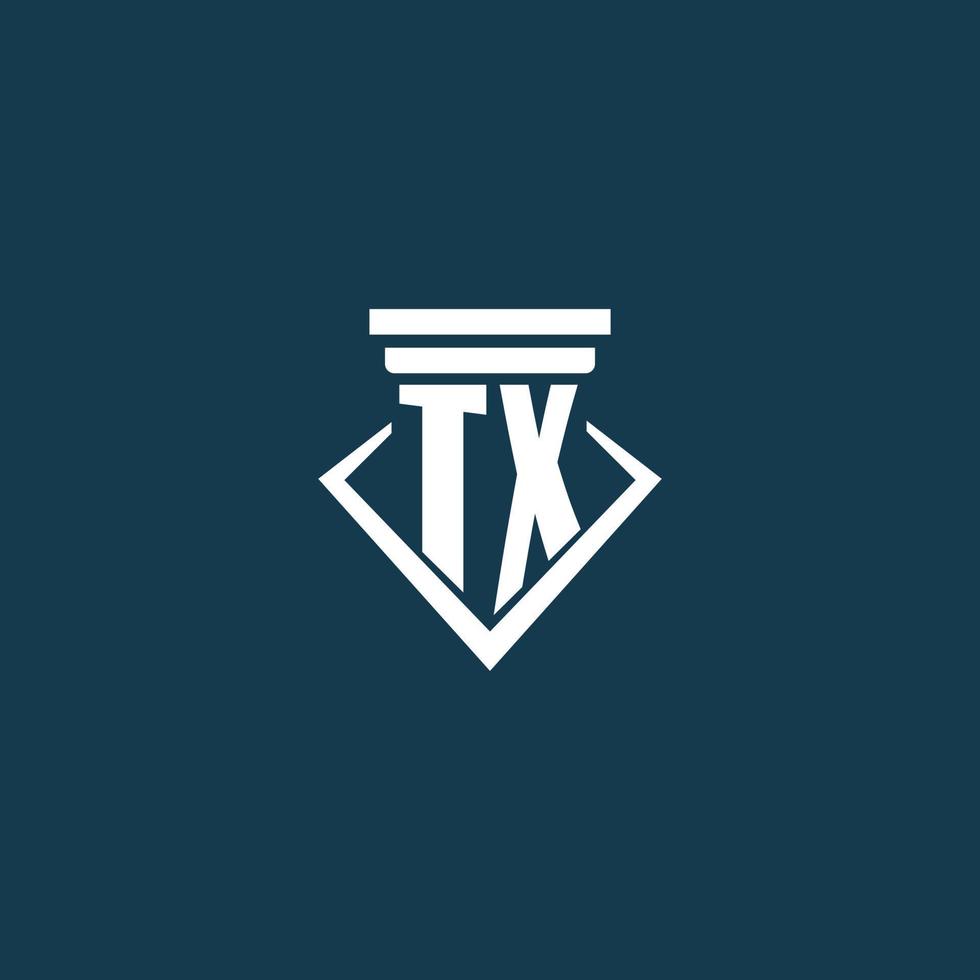 tx Anfangsmonogramm-Logo für Anwaltskanzleien, Anwälte oder Anwälte mit Säulen-Icon-Design vektor