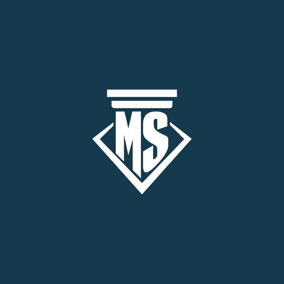 MS Initial Monogram Logo für Anwaltskanzlei, Anwalt oder Anwalt mit Säulen-Icon-Design vektor