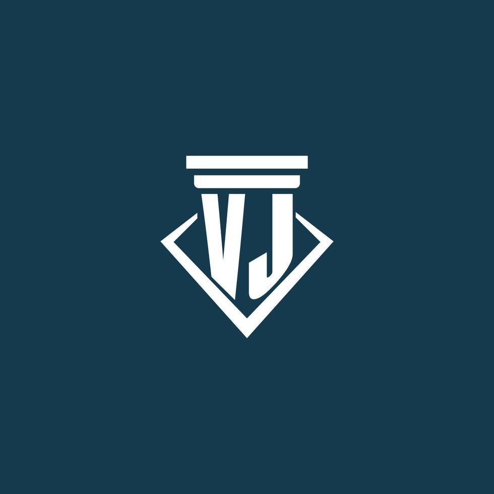 vj Anfangsmonogramm-Logo für Anwaltskanzleien, Anwälte oder Anwälte mit Säulen-Icon-Design vektor
