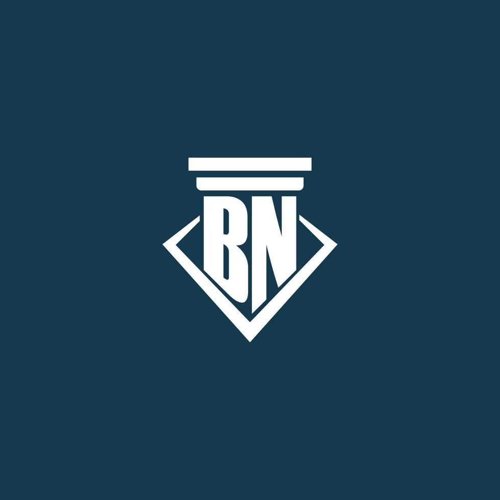 bn Anfangsmonogramm-Logo für Anwaltskanzleien, Anwälte oder Anwälte mit Säulen-Icon-Design vektor