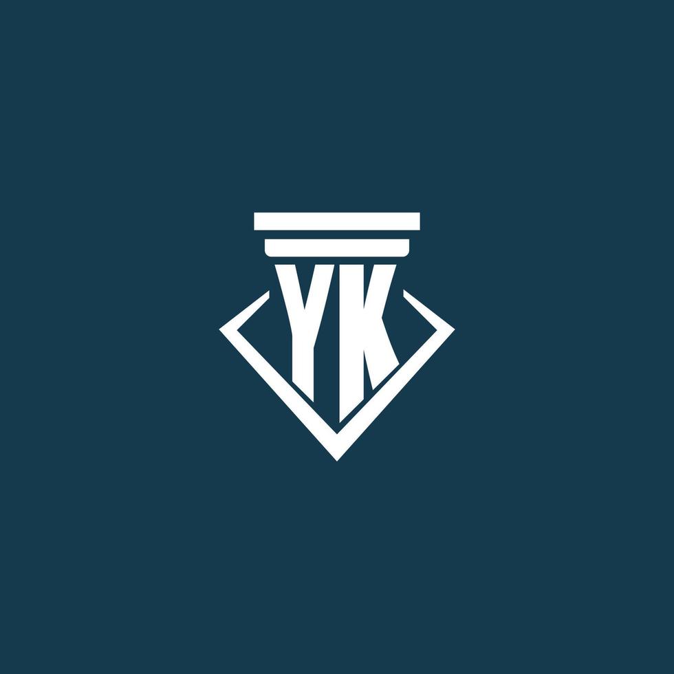 yk första monogram logotyp för lag fast, advokat eller förespråkare med pelare ikon design vektor