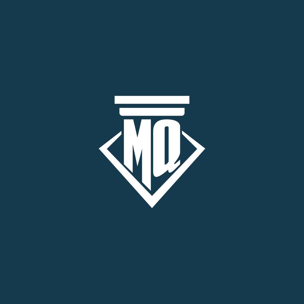 mq Anfangsmonogramm-Logo für Anwaltskanzleien, Anwälte oder Anwälte mit Säulen-Icon-Design vektor