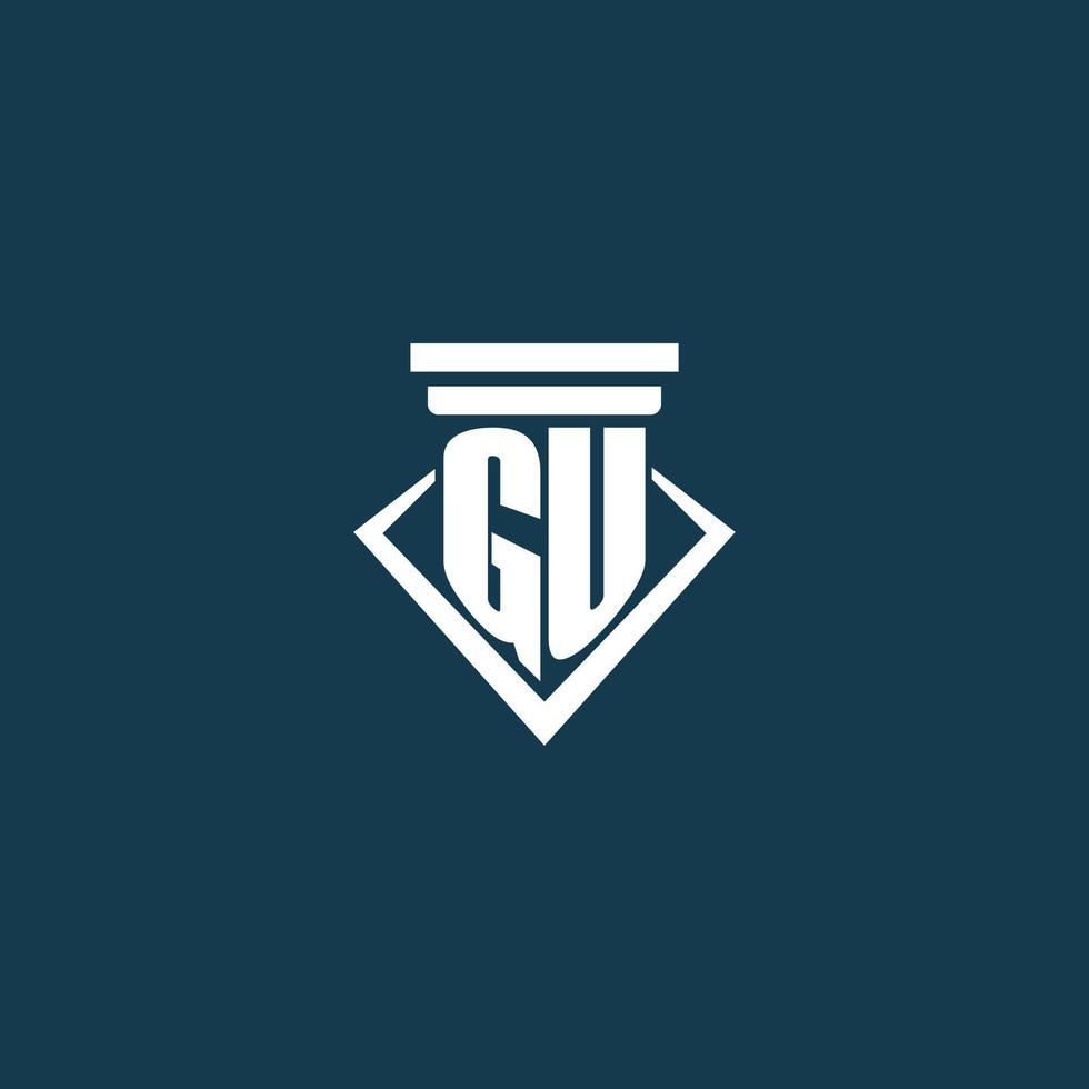gu-anfangsmonogrammlogo für anwaltskanzlei, anwalt oder anwalt mit säulenikonendesign vektor