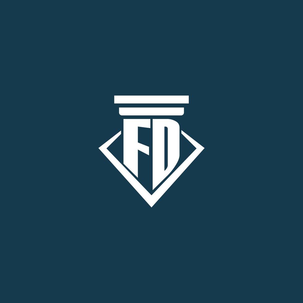 fd första monogram logotyp för lag fast, advokat eller förespråkare med pelare ikon design vektor