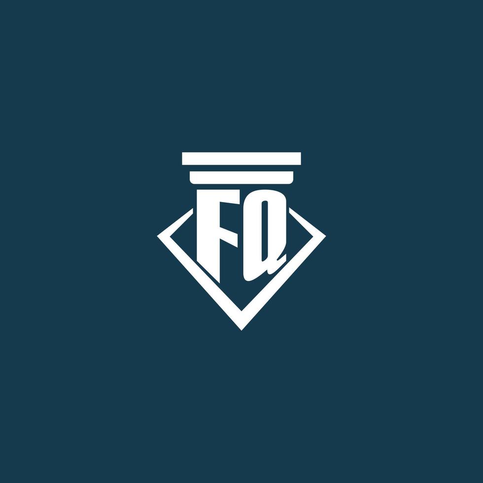 fq Anfangsmonogramm-Logo für Anwaltskanzleien, Anwälte oder Anwälte mit Säulen-Icon-Design vektor