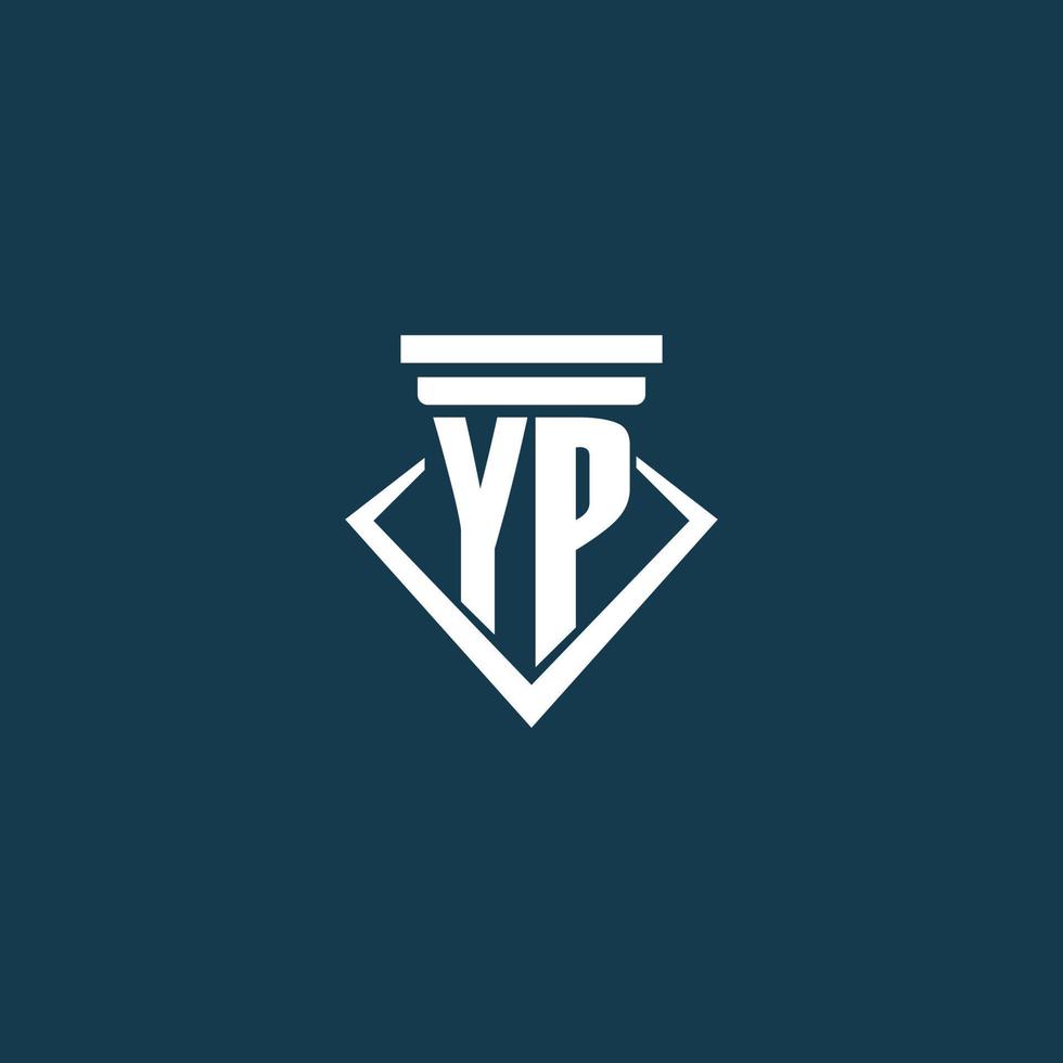 yp Anfangsmonogramm-Logo für Anwaltskanzleien, Anwälte oder Anwälte mit Säulen-Icon-Design vektor
