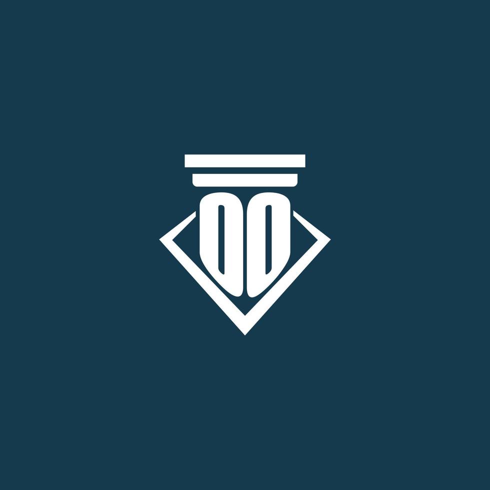 oo första monogram logotyp för lag fast, advokat eller förespråkare med pelare ikon design vektor